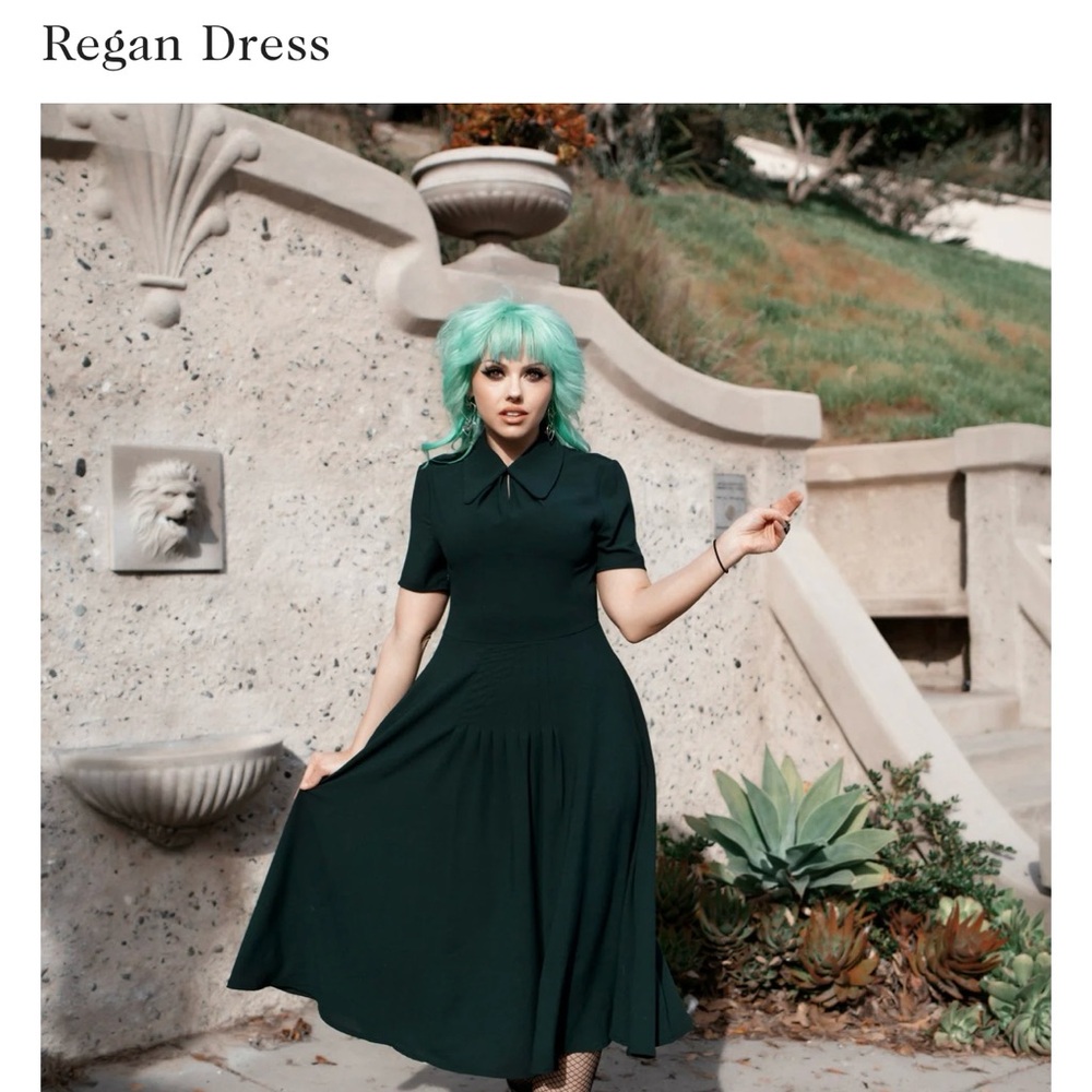 Lively Ghosts Dark Green Regan Dress